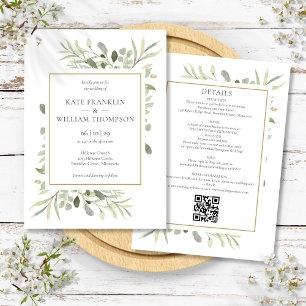Aquarell-Grün in einem QR-Code-Hochzeitseinladung Einladung