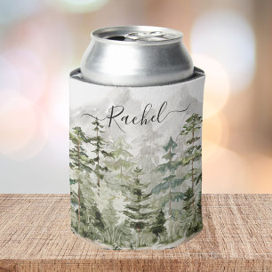 Aquarell Grün Kiefernwald auf dem Berg Dosenkühler