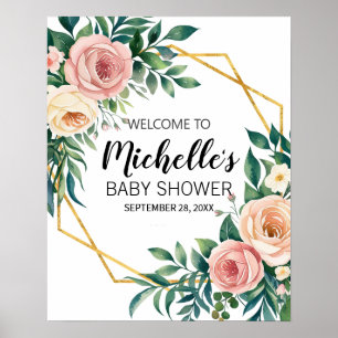Aquarell Grün Mädchen Dusche Begrüßungszeichen Poster