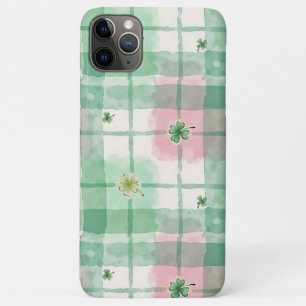 Aquarell Grün & Rosa Karo Glücksklee Case-Mate iPhone Hülle