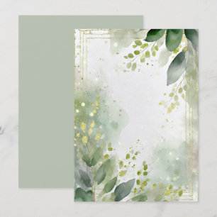 Aquarell Grün und gold leere Hochzeit Einladung