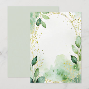 Aquarell-Grün und goldene leere Hochzeit Einladung