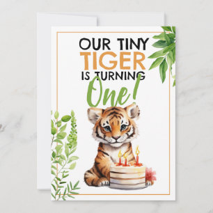 Aquarell Grün und Orange Niedlich Wild Tiger Einladung