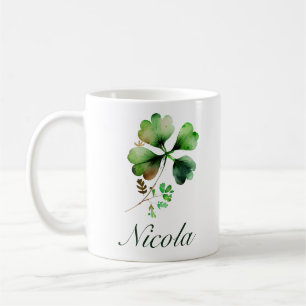Aquarell Grün Vier-Blatt-Klee St. Patrick's Day Kaffeetasse