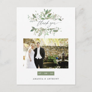 Aquarell-Grün-Wedding-Dankeschön Postkarte