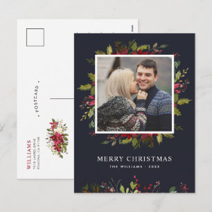 Aquarell-Grün-Weihnachts-Fotogruß Feiertagspostkarte
