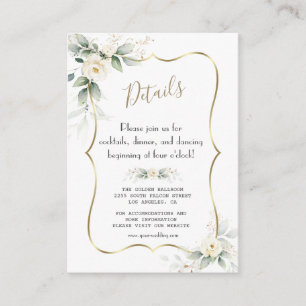 Aquarell-Grün-Weiß-Floral-Hochzeitsdetails Begleitkarte