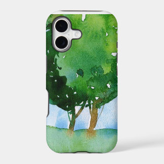 Aquarell grüne Bäume.