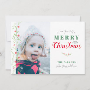 Aquarell Grüne Berries Merry Little Christmas Feiertagskarte