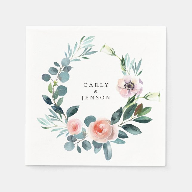 Aquarell Grüne Blumenzwiebeln Papier Napkins Serviette (Vorderseite)