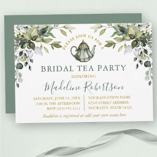 Aquarell Grüne Bridal Teezeremonie auf dem Party Einladung