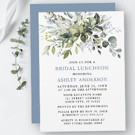 Aquarell Grüne Dusty Blue Bridal Luncheon Einladung