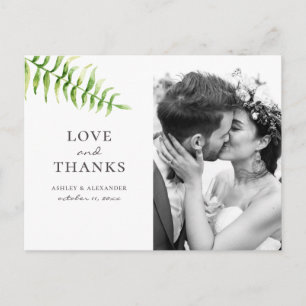 Aquarell grüne Farn. Botanische Hochzeit Danke Postkarte