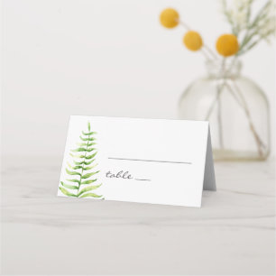 Aquarell grüne Farn. Wald botanische Hochzeit Platzkarte
