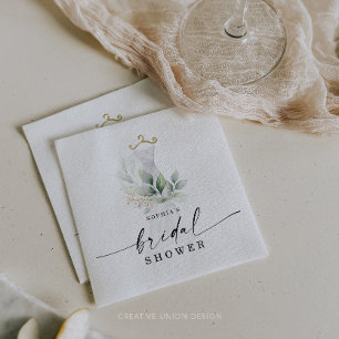 Aquarell Grüne Goldene Brautparty Napkins Serviette