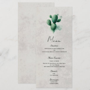 Aquarell-Grüne-Kaktus-Südwest-Hochzeitsmenü Menükarte