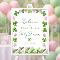 Aquarell-grüne Kleeblatt-Babyshower-Willkommenssch