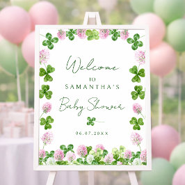Aquarell-grüne Kleeblatt-Babyshower-Willkommenssch Poster
