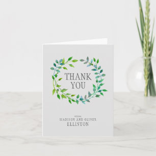 Aquarell grüner Blätterkranz   Danke