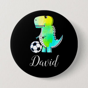 Aquarell-grüner Dinosaurier mit editierbarem Namen Button