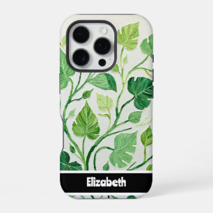 Aquarell Grünes Blatt Botanisches Smartphone iPhone 16 Pro Hülle