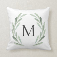 Aquarell-grünes Ölzweig-Kranz-Monogramm