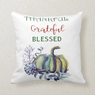 Aquarell-grünes und blaues Kürbis-Wurfs-Kissen Kissen