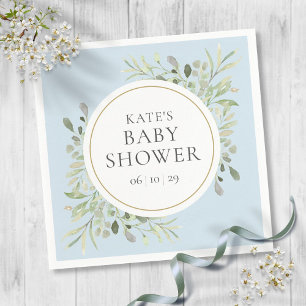Aquarell-Grünjungen-Blaue-Baby-Party-Servietten Serviette