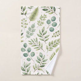 Aquarell-Grünmuster | Botanische Blätter Handtuch