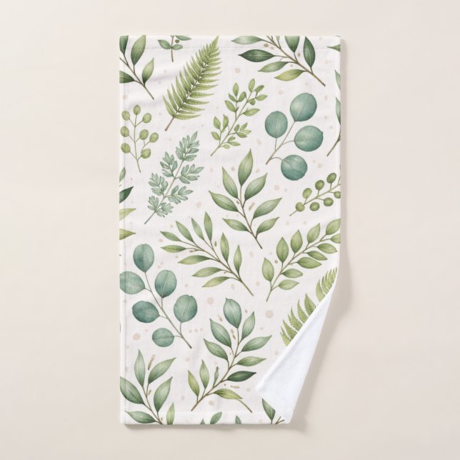 Aquarell-Grünmuster | Botanische Blätter Handtuch (Handtuch)