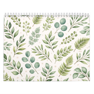 Aquarell-Grünmuster Botanische Blätter Kalender