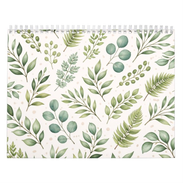 Aquarell-Grünmuster | Botanische Blätter Kalender (Titelbild)