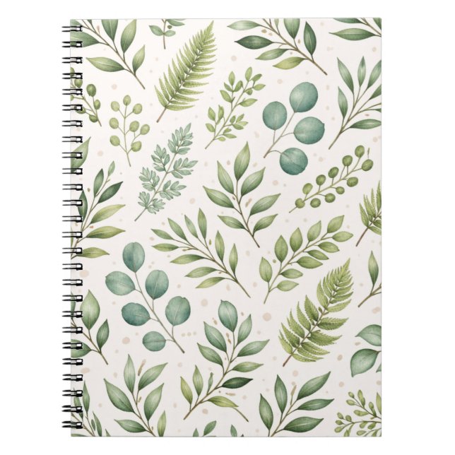 Aquarell-Grünmuster | Botanische Blätter Notizblock (Vorderseite)