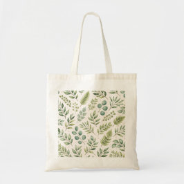 Aquarell-Grünmuster | Botanische Blätter Tragetasche