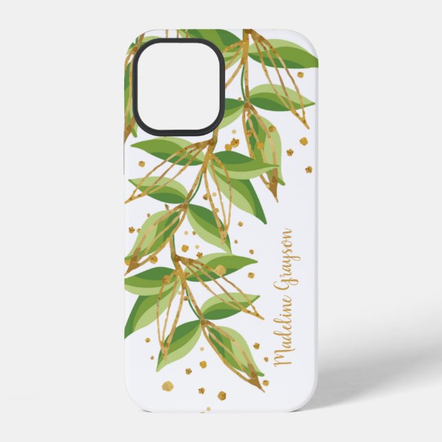 Aquarell-Grünpersonalisation iPhone Hülle (Rückseite)