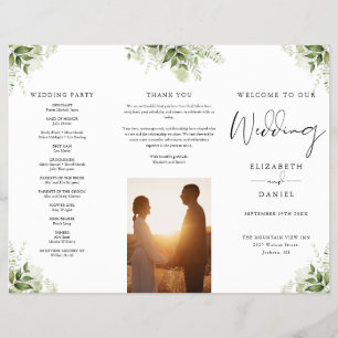 Aquarell-Grünpflanzen-Blumen-Triptychon-Hochzeitsp Flyer