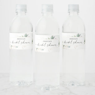 Aquarell Grünpflanzen mit Salbei Wasserflascheneti Wasserflaschenetikett