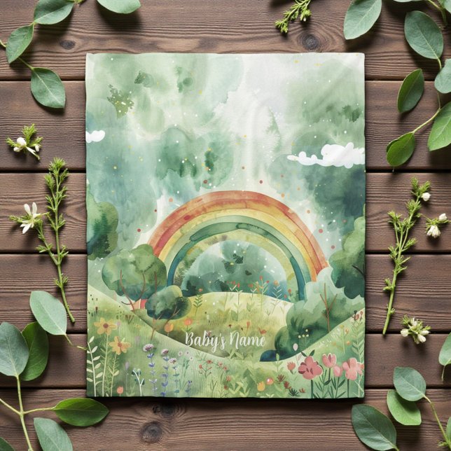 Aquarell-Grüntöne-Regenbogen Fleecedecke (Von Creator hochgeladen)