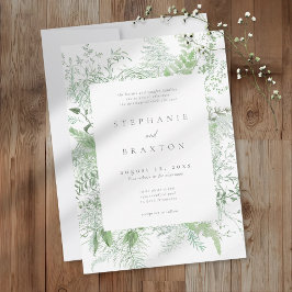 Aquarell-Grünzeug-Farn-Rustikale-Hochzeit Einladung