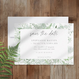Aquarell-Grünzeug-Farn-Rustikale-Hochzeit Save The Date