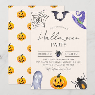 Aquarell Gruselige Halloween-Party Einladung