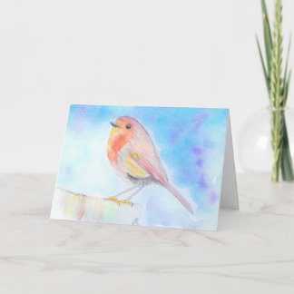 Aquarell-Grußkarte Kleiner Rotkehlchen Karte