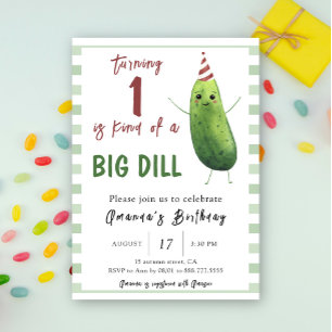Aquarell-Gurke Big Dill Erster Geburtstag Einladung