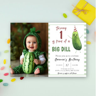 Aquarell-Gurke Big Dill Erster Geburtstag Einladung