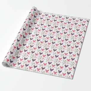 Aquarell-Hahn-Blumenmuster Geschenkpapier