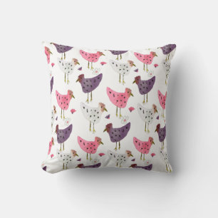 Aquarell-Hahn-Blumenmuster     Kissen