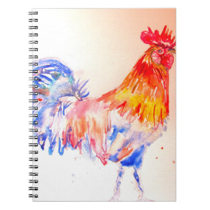 Aquarell-Hahn-Huhn-Kinder-Jungen-Notizbuch Notizblock