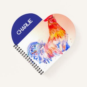 Aquarell-Hahn-Huhn-Kinder-Jungen-Notizbuch Notizbuch