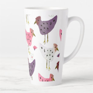 Aquarell-Hahn Pink Lila Blumenmuster Milchtasse