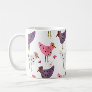 Aquarell-Hahn Pink Purple Blumenmuster Kaffeetasse